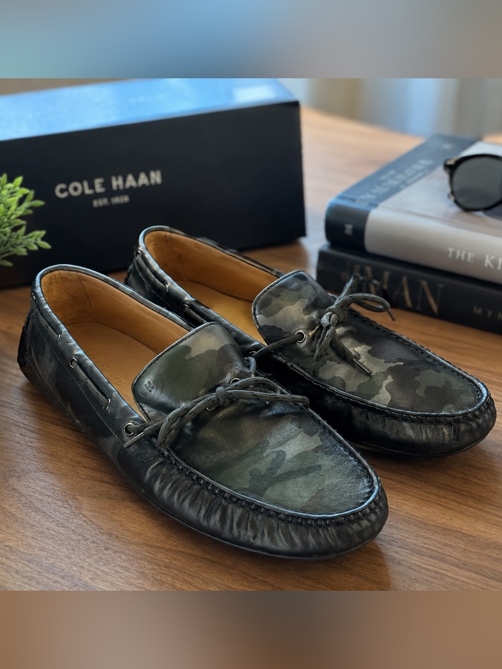 Cole Haan Men’s Camo Leather Driving Moccasins – Size 11.5M